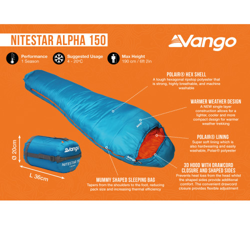Спальний мішок Vango Nitestar Alpha 150 Atom Blue (SBTNITEST000010) Спальний мішок Vango Nitestar Alpha 150 Atom Blue (SBTNITEST000010)