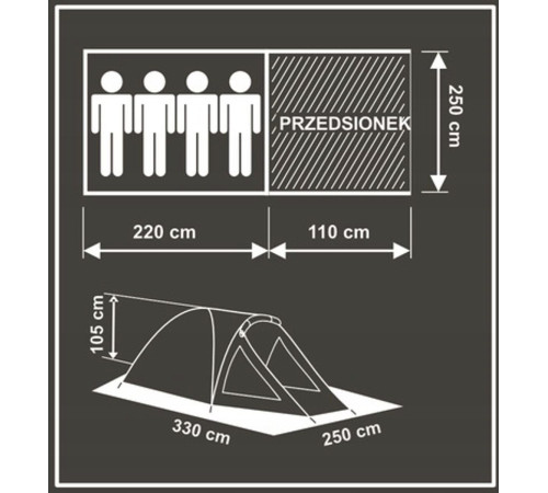 Enero NAMIOT 4 OSOBOWY COMFORT 330x250x105CM ENERO CAMP Enero NAMIOT 4 OSOBOWY COMFORT 330x250x105CM ENERO CAMP