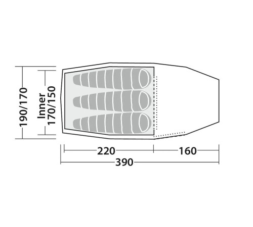 Намет тримісний Robens Sage 3 Pro, 280 х 220 х 120 см, зелений