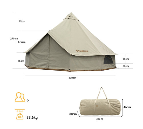 Намет садовий KING CAMP 400 х 400 см, коричневий