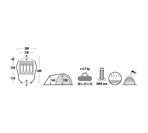 Намет High Peak Almada 4.0 N-сірий Намет High Peak Almada 4.0 N-сірий