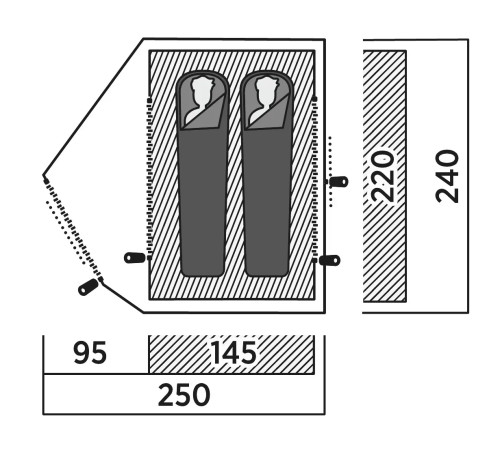 Намет двомісний Easy Camp Rondane 2, 225 × 105 × 240 см, темно-зелений