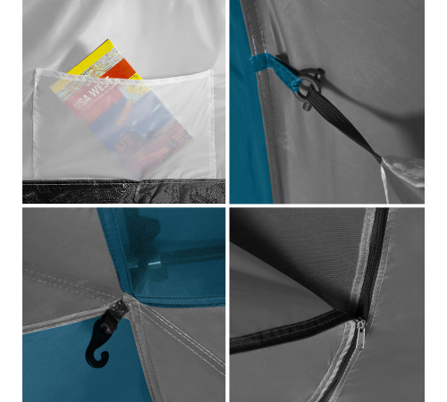 Намет шестимісний NILS CAMP NC6031 Highland, 570 х 210 х 200 см, синьо-сірий