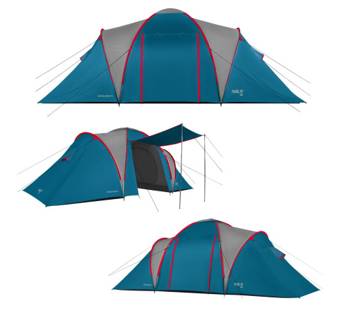 Намет чотиримісний NILS CAMP NC6431 Highland IV, 450 х 210 х 190 см, синьо-сірий