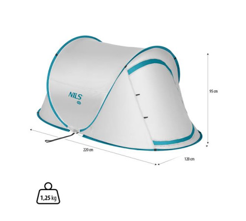 Намет двомісний саморозкладний NILS CAMP NC3743, світло-сірий