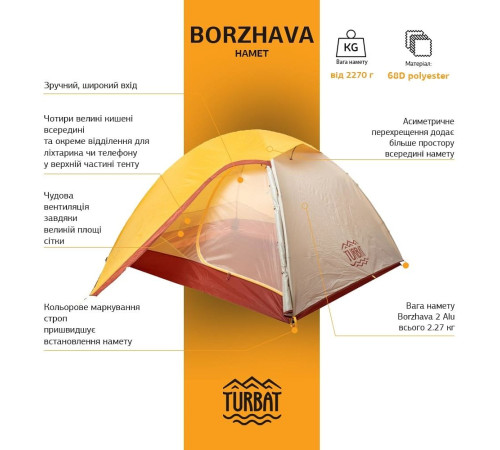 Намет Turbat Borzhava 3 Alu - жовтий Намет Turbat Borzhava 3 Alu - жовтий