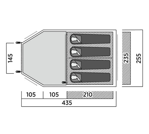 Намет чотиримісний Easy Camp Hidra 4, 435 х 180 х 255 см, зелений