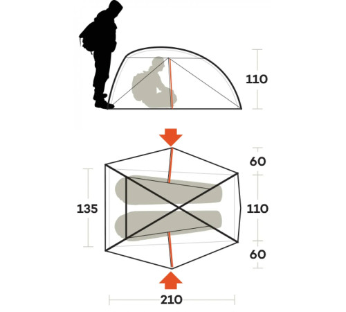 Намет двомісний Ferrino Nemesi 2 Pro, 210 х 230 х 110 см, зелений