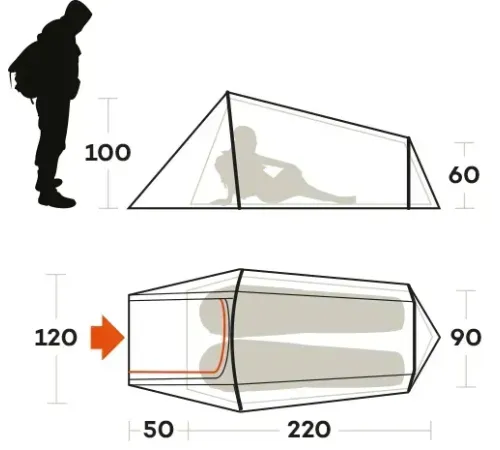 Намет двомісний Ferrino Sling 2 Blue, 270 х 120 х 100 см, синій