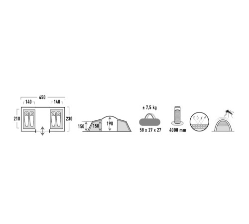 Намет чотиримісний High Peak Como 4.0 Dark Grey/Green (10260) Намет чотиримісний High Peak Como 4.0 Dark Grey/Green (10260)