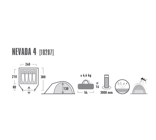 Намет чотиримісний High Peak Nevada 4 Dark Grey/Red (10207) Намет чотиримісний High Peak Nevada 4 Dark Grey/Red (10207)