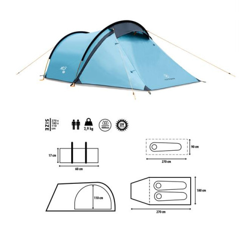 Кемпінговий намет NILS CAMP NC6003 NORTH PEAK блакитний Кемпінговий намет NILS CAMP NC6003 NORTH PEAK блакитний