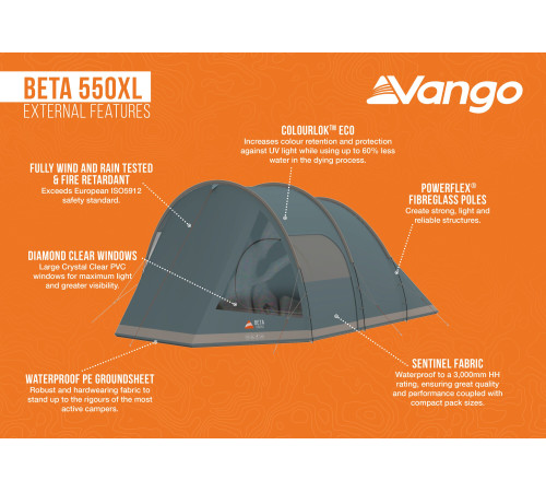 Намет п'ятимісний Vango Beta 550XL Mineral Green (TEUBETA00000002) Намет п'ятимісний Vango Beta 550XL Mineral Green (TEUBETA00000002)
