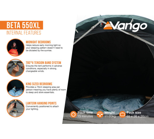 Намет п'ятимісний Vango Beta 550XL Mineral Green (TEUBETA00000002) Намет п'ятимісний Vango Beta 550XL Mineral Green (TEUBETA00000002)