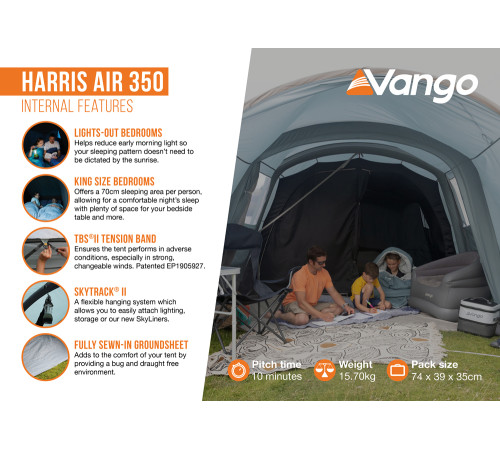 Намет тримісний Vango Harris Air 350 Mineral Green (TETHARRAI000001) Намет тримісний Vango Harris Air 350 Mineral Green (TETHARRAI000001)