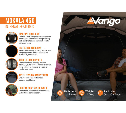 Намет чотиримісний Vango Mokala 450 Mineral Green (TETMOKALA000001) Намет чотиримісний Vango Mokala 450 Mineral Green (TETMOKALA000001)