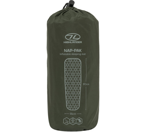 Килимок надувний Highlander Nap-Pak Inflatable Sleeping Mat AIR071 190x55 см, оливковий Килимок надувний Highlander Nap-Pak Inflatable Sleeping Mat AIR071 190x55 см, оливковий