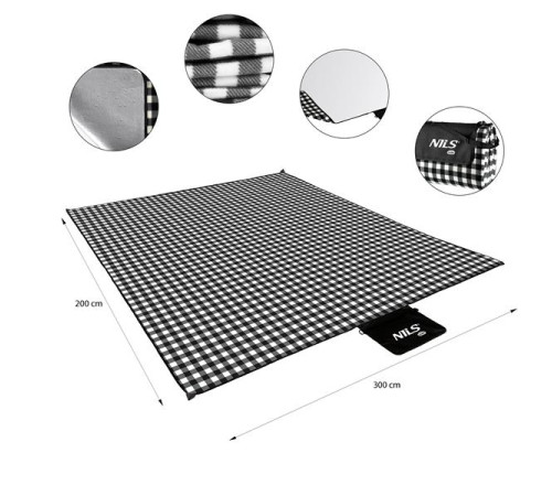 Килимок для пікніка NILS CAMP NC2311 200 x 200 см, чорно-білий
