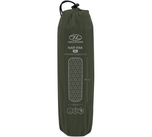 Килимок надувний Highlander Nap-Pak Inflatable Sleeping Mat XL AIR073-OG 195x60 см, оливковий Килимок надувний Highlander Nap-Pak Inflatable Sleeping Mat XL AIR073-OG 195x60 см, оливковий
