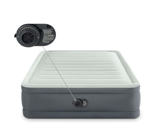 Надувний матрац INTEX 64904ND з насосом 191 х 137 х 46 см, сірий