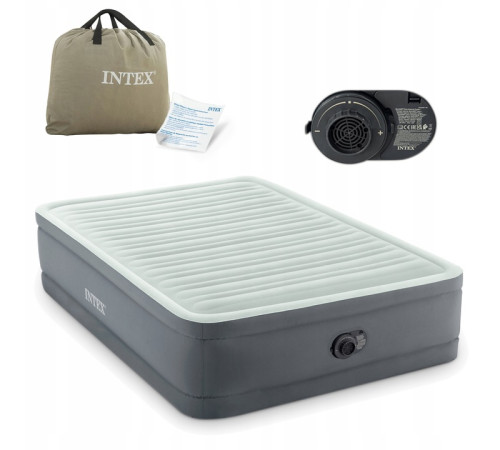 Надувний матрац INTEX 64904ND з насосом 191 х 137 х 46 см, сірий