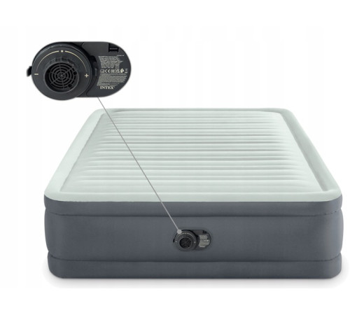 Надувний матрац INTEX 64904ND з насосом 191 х 137 х 46 см, сірий