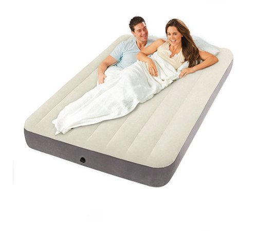 Матрац надувний Intex 64102 191x137x25 см, сіро-бежевий