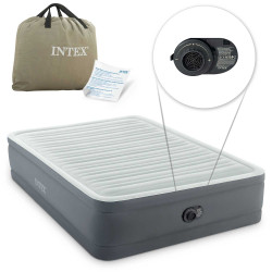 Матрац надувний INTEX 64906ND з насосом 203 х 152 х 46 см, сірий