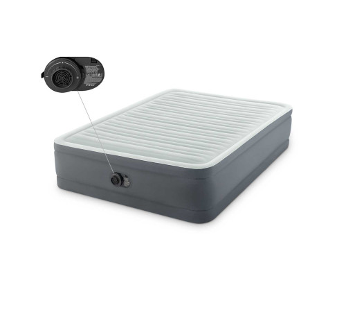 Надувний матрац INTEX 64906ND з насосом 203 х 152 х 46 см, сірий