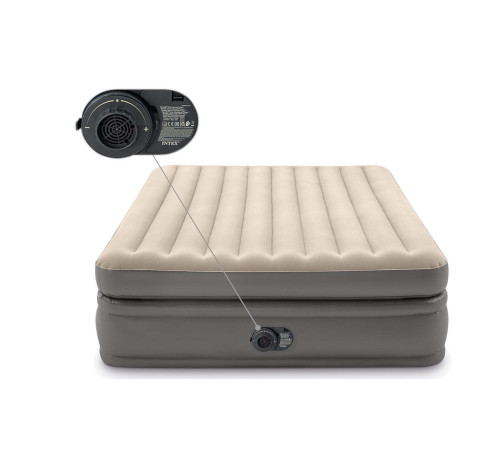 Матрац надуний INTEX 64164ND з насосом 203 х 152 х 51 см, бежевий