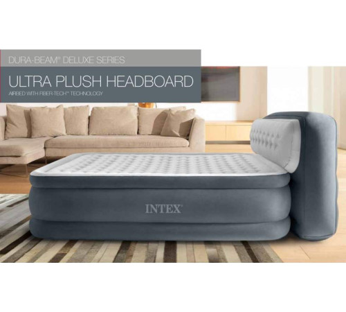 Матрац надувний Intex 64448 з вбудованим електронасосом 236x152x86 см, сірий Матрац надувний Intex 64448 з вбудованим електронасосом 236x152x86 см, сірий