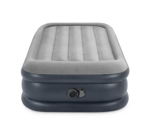 Матрац надувний Intex 64132 з вбудованим електронасосом 191x99x42 см, синьо-сірий