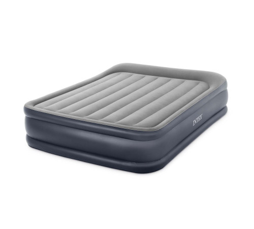 Матрац надувний Intex 64136 з вбудованим електронасосом 203x152 см, сірий