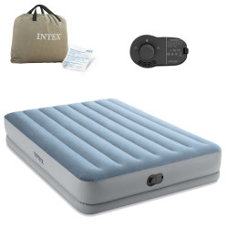Матрац надувний Intex 64159 з електронасосом 206x152x36 см, сірий 
