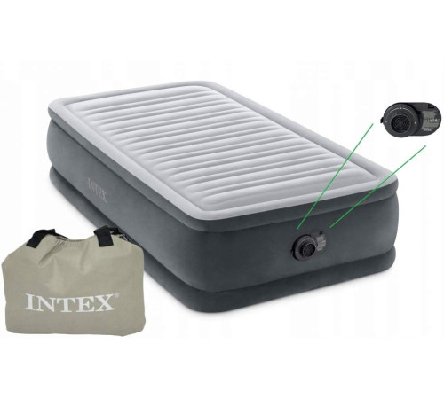 Матрац надувний Intex 64412 191x99x46 см, сірий