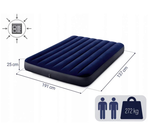 Матрац надувний Intex 64758 191x137x25 см, синій Матрац надувний Intex 64758 191x137x25 см, синій