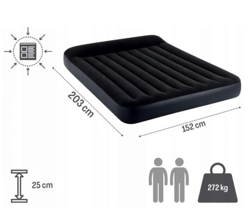 Матрац надувний Intex 64143 203x152x25 см, чорний