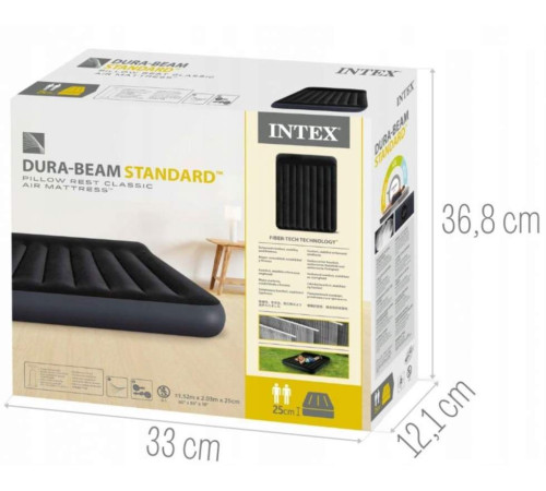 Матрац надувний Intex 64143 203x152x25 см, чорний