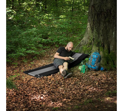 Килимок самонадувний NILS CAMP NC4340, 195 х 60 х 5 см - чорно-сірий