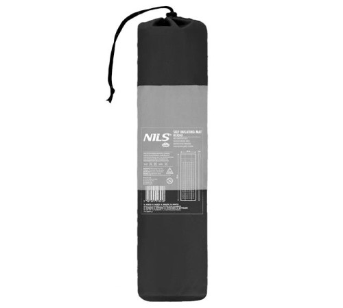 Килимок самонадувний NILS CAMP NC4340, 195 х 60 х 5 см - чорно-сірий