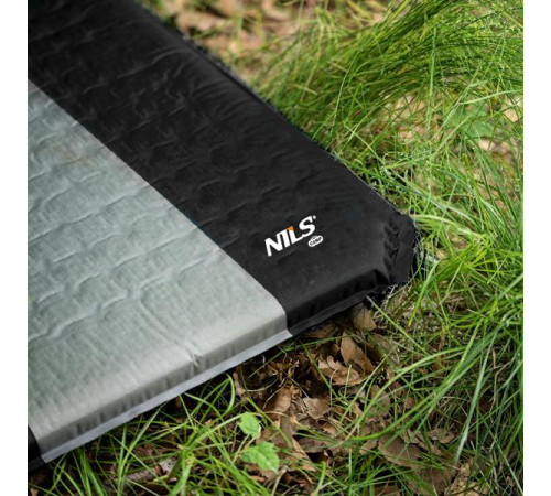 Килимок самонадувний NILS CAMP NC4340, 195 х 60 х 5 см - чорно-сірий