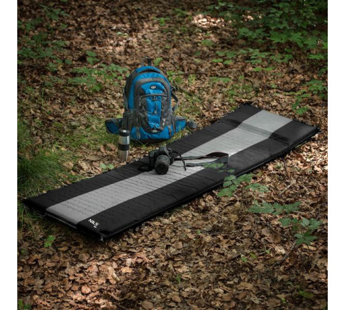 Килимок самонадувний NILS CAMP NC4340, 195 х 60 х 5 см - чорно-сірий