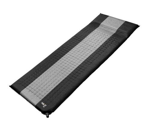 Килимок самонадувний NILS CAMP NC4340, 195 х 60 х 5 см - чорно-сірий