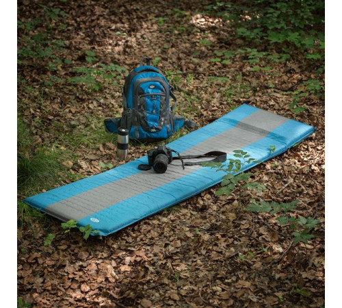 Килимок самонадувний NILS CAMP NC4340, 195 х 60 х 5 см - сіро-блакитний