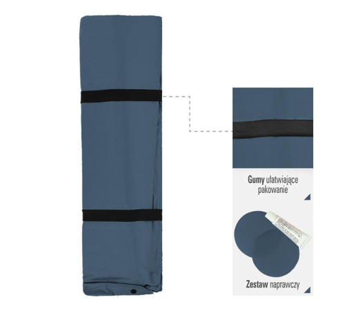 Килимок двомісний самонадувний з подушкою NILS CAMP NC4060, 186 х 130 х 3 см - сірий
