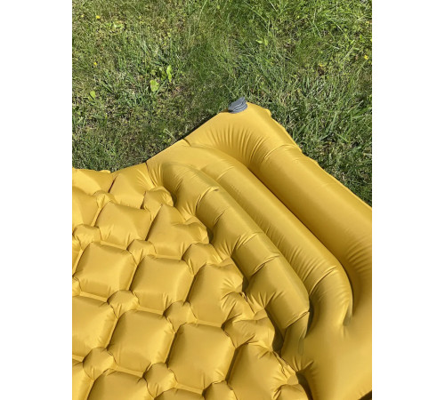 Каремат надувний двомісний похідний, туристичний WCG 185 х 117 х 6 см - жовтий