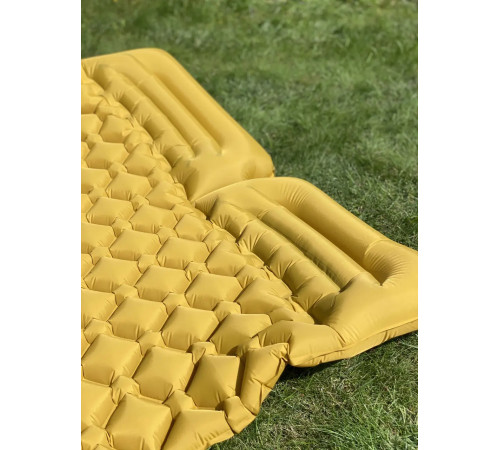 Каремат надувний двомісний похідний, туристичний WCG 185 х 117 х 6 см - жовтий