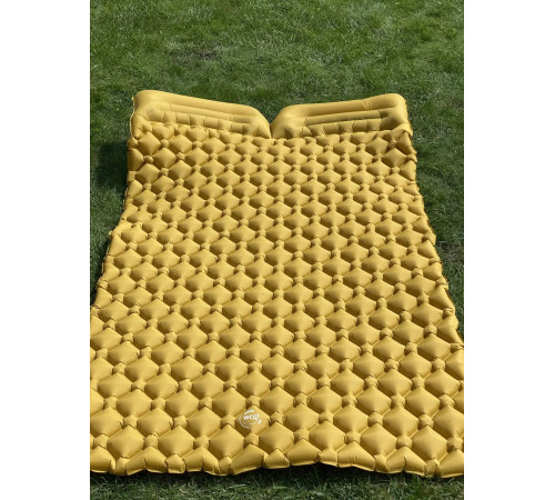 Каремат надувний двомісний похідний, туристичний WCG 185 х 117 х 6 см - жовтий