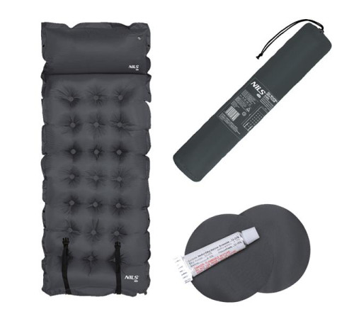 Килимок самонадувний NILS CAMP NC4018, 188 х 66 х 3,5 см - темно-сірий