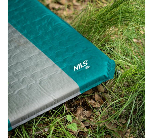 Килимок самонадувний NILS CAMP NC4340, 195 х 160 х 5 см - сіро-бірюзовий